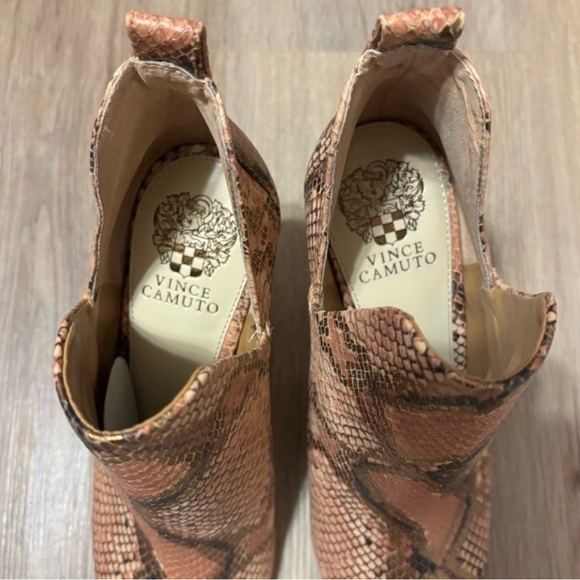 Vince Camuto Allanna Snakeskin Print Peep Toe Stiletto Booties brown copper NIB - Picture 6 of 11